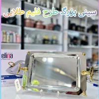 سینی پذیرایی استیل 18/10 نگیر طرح دار سلینا