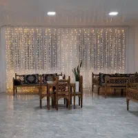 پرده حریر با ریسه نوری