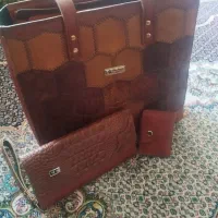 ست کیف چرم گاوی (جاکارت،کیف پول و کیف زنانه)