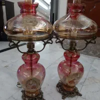 جفت چراغ آباژوری منقش ساخت ایتالیا