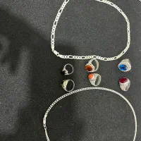 گردن بند نقره و انگشتر