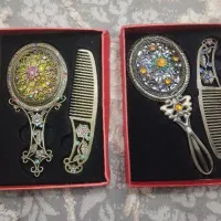آینه و شانه فلزی معرق کاری