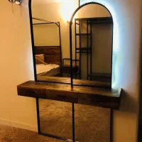 آینه کنسول روستیک چوبی|بوفه، ویترین، کنسول|مشکیندشت, |دیوار