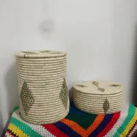 سبد استوانه و ظرف نان حصیری(نو)