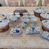 یک سری ظروف.  گل پنبه ای|ظروف سرو و پذیرایی|تهران, سهروردی|دیوار