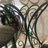 میز ناهارخوری شیشه‌ای فرفورژه ۴ نفره  کامل و سالم|میز و صندلی غذاخوری|جیرفت, |دیوار