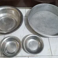 ۴ عدد تشت و کاسه روحی ، استیل قدیمی|کلکسیون اشیاء عتیقه|اندیشه, اندیشه فاز ۱|دیوار