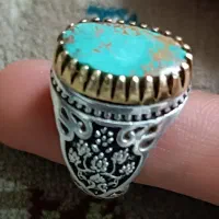 انگشتر نقره با نگین فیروزه نیشابوری