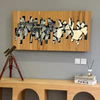 تابلو چوبی طرح پینترسی دست ساز هنری