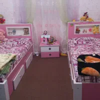 سرویس کامل تخت خواب جوان نوجوان صورتی سفید