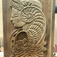 کنده کاری روی چوب سکه بهار آزادی و قدیمی.ورق بزنید