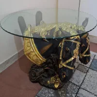 میز گرد پلی استر مقاوم به همراه شیشه 1 سانتی متری