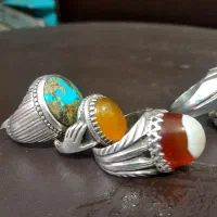 انگشتر نقره عقیق یمنی فیروزه زمرد یاقوت باباقوری|جواهرات|اصفهان, عسگریه|دیوار
