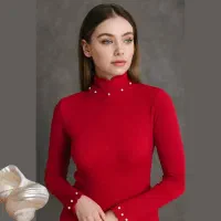 کراپ کبریتی یقه۳سانت آستین ویقه مروارید