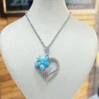 آویز گردنی نقره زنونه نگینهای فیروزه و معدنی