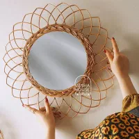 آینه حصیری دیوارکوب خورشید