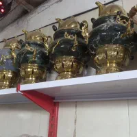 سماور گازی طلایی برنجی طرح سنگ