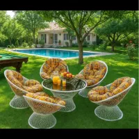 میز و صندلی فلزی باغی مبلمان ویلایی تاب آتشدان