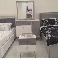 سرویس خواب مدرن MDF هایگلاس ترکیبی طوسی سفید