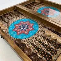 تخته نرد و شطرنج چوبی mdf/چوب روس (قفل دار)