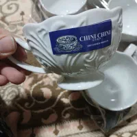 فنجان چینی همراه سینی چوبی