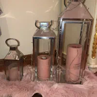 جاشمعی ۳ عدد بدون شمع  و بدون پارچه صورتی