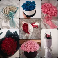 باکس گل دسته گل روبانی