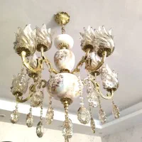 دوعددلوستربرنجی وسرامیک پنج شاخه|لوستر و چراغ آویز|فردیس, شهرک شهید حسینی|دیوار