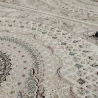 دوعد روفرشی دوازده متری مخمل کرم رنگ طلاکوب