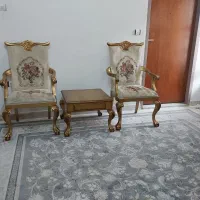 مبلمان ومیز نهار خوری ۸نفره چوب گردو ورق طلا|مبلمان خانگی و میز عسلی|رودهن, |دیوار