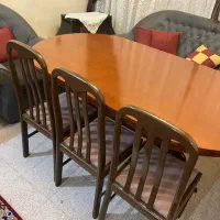 میزنهارخوری ۸ نفره چوب گردو، پایه متحرک، ۴صندلی|میز و صندلی غذاخوری|مشهد, شهید فرامرز عباسی|دیوار