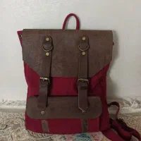 کیف کوله از جنس چرم اصلی و کتان