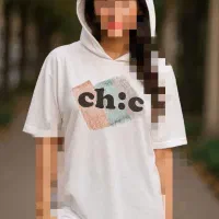 تیشرت باکسی کلاه دار زنانه