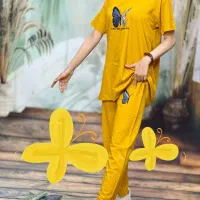 ست تیشرت و شلوار گلدوزی پروانه