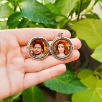 لاکت عکس استیل رزینی با عکس شخصی با زنجیر