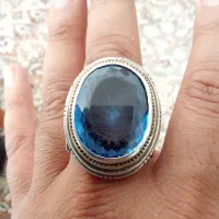 انگشتر توپاز ابی نقره