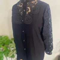 شومیز مشکی کرپ الیزه