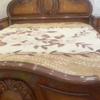 تخت دو نفره منبت‌کاری و معرق‌کاری و تشک طبی ترک|تخت و سرویس خواب|تهران, نیروی هوایی (پیروزی)|دیوار