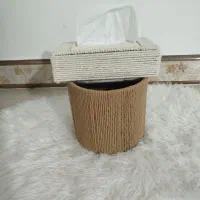 سطل و جا دستمالی و دیوار کوب مکرومه