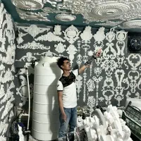 گچ بری سقف گچبری سقف ساده و شیک ابزار گچی قاب بندی