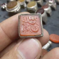 انگشتر نقره مهر کهنه خط کهنه عقیق یمن