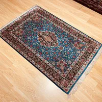 ذرع نیم تمام ابریشم قم رنگ زمینه ابی|فرش|تهران, سلسبیل جنوبی|دیوار