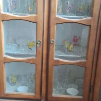 سرویس چوبی قدیمی دوجفت کمدتک .ویترین .