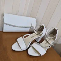 کفش مجلسی سفید کیف صندل مشکی ۳۸-۳۹