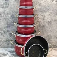 سرویس قابلمه 14 پارچه دسته طلایی فقط 2/200