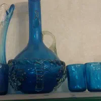 جام تنگ شیشه ای آبی فیروزه ای قدیمی انتیک|ظروف سرو و پذیرایی|تهران, سبلان (لشگر)|دیوار