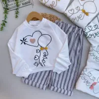 ست پارچه پنبه با شلواربگ مراکشی طرح قلب برجسته|کفش و لباس بچه|تبریز, |دیوار