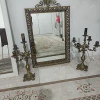 آینع شمعدان برنجی قدیمی
