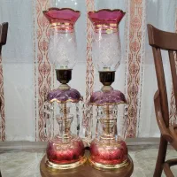 یک جفت شمعدان لاله چراغ تراش خورده چک خورشیدی ۱۴ ٪