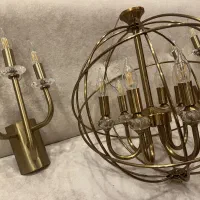 لوستر ۵ شاخه مدرن با ۲ عدد دیوارکوب ۳ شاخه در حد|لوستر و چراغ آویز|مشهد, فارغ التحصیلان|دیوار